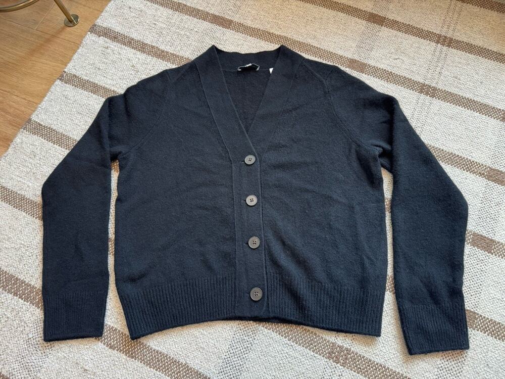 Vince V Neck Cashmere Cardigan Sweater Black XL Womens Capsule Minimal